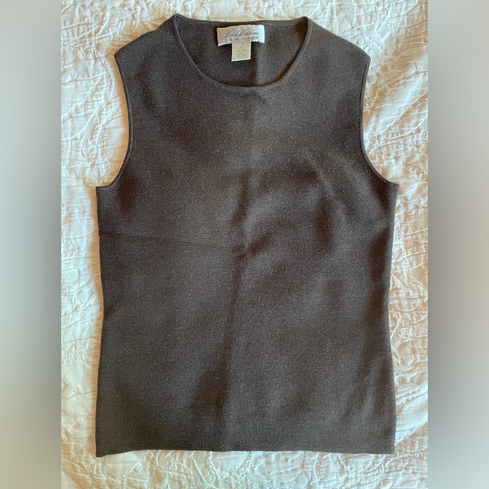 Brooks Brothers Merino Sweater Shell Sleeveless Brown Small